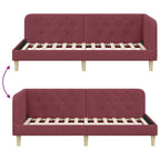 Estructura de cama en esquina Rojo vino 90 x 200 cm tela