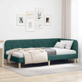 Estructura de cama en esquina Verde oscuro 90 x 200 cm tela