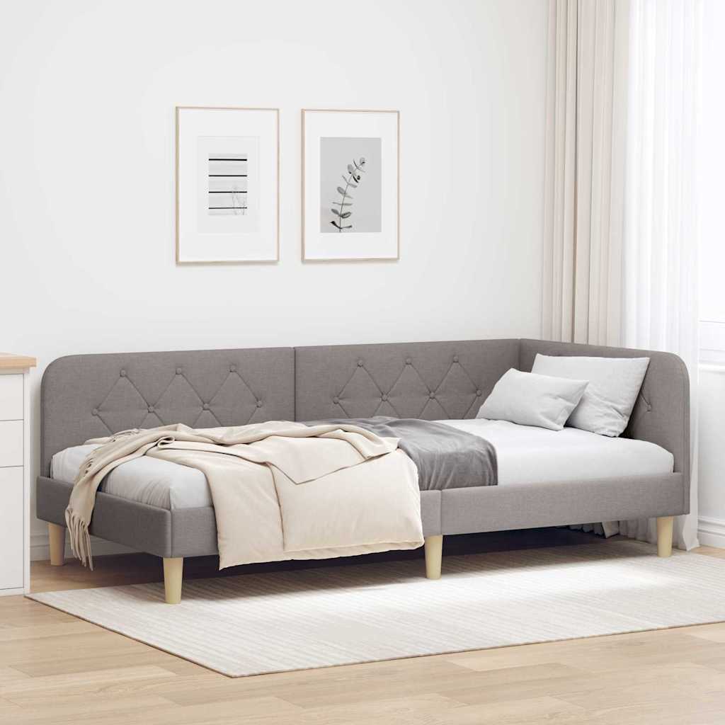 Estrutura de cama de canto Taupé 100 x 200 cm tecido