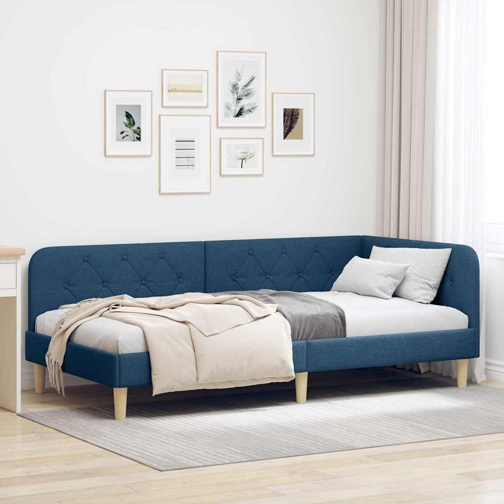 Estrutura de Cama de Canto Azul 90 x 190 cm tecido