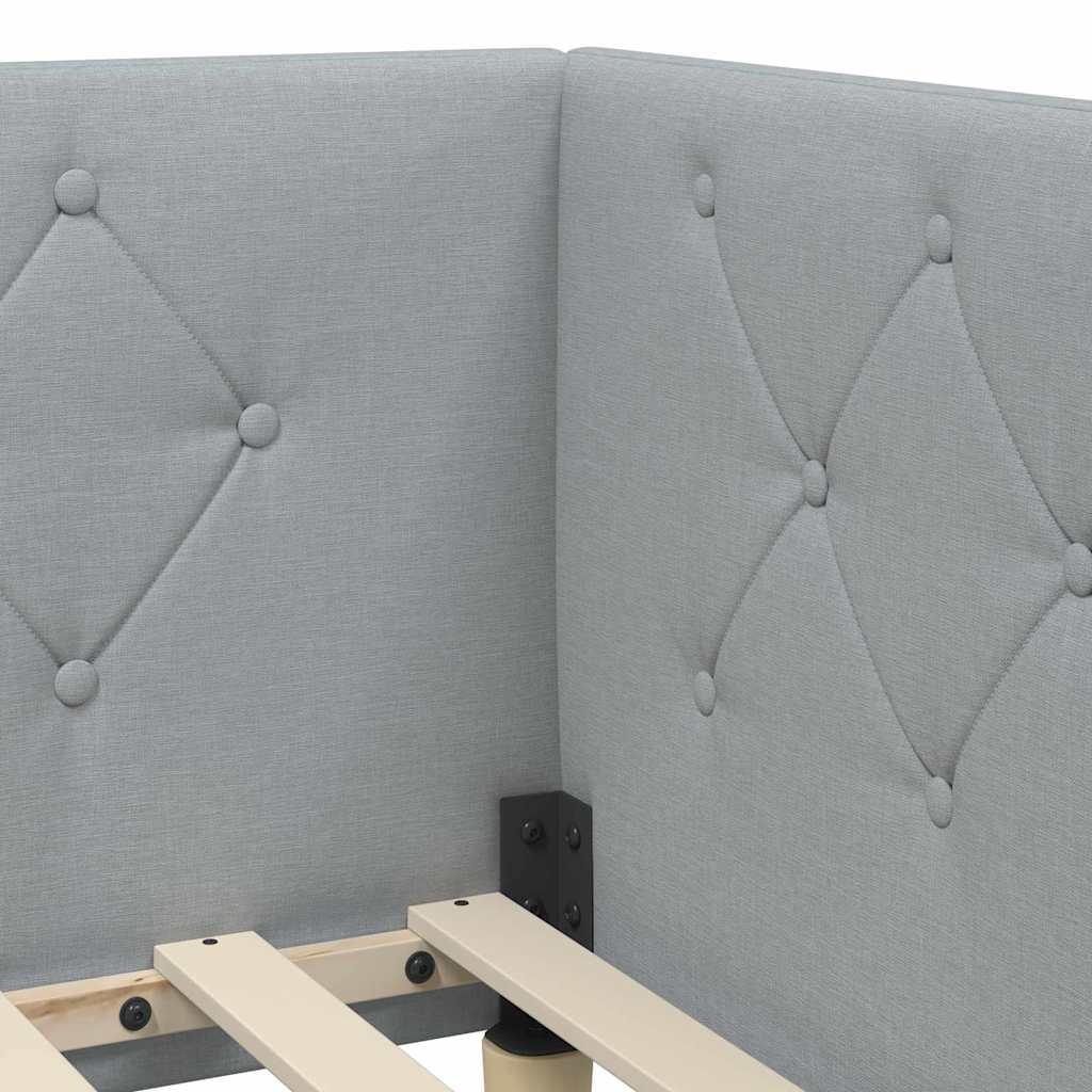 Estructura de cama en esquina Gris Claro 100 x 200 cm tela
