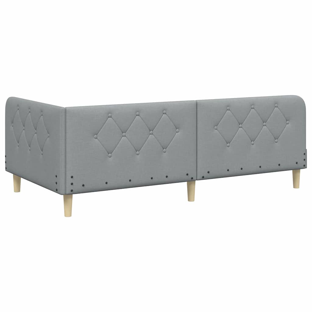 Estructura de cama en esquina Gris Claro 100 x 200 cm tela