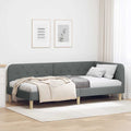 Estructura de cama en esquina Gris oscuro 100 x 200 cm tela