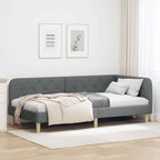 Estructura de cama en esquina Gris oscuro 100 x 200 cm tela