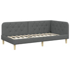 Estructura de cama en esquina Gris oscuro 100 x 200 cm tela