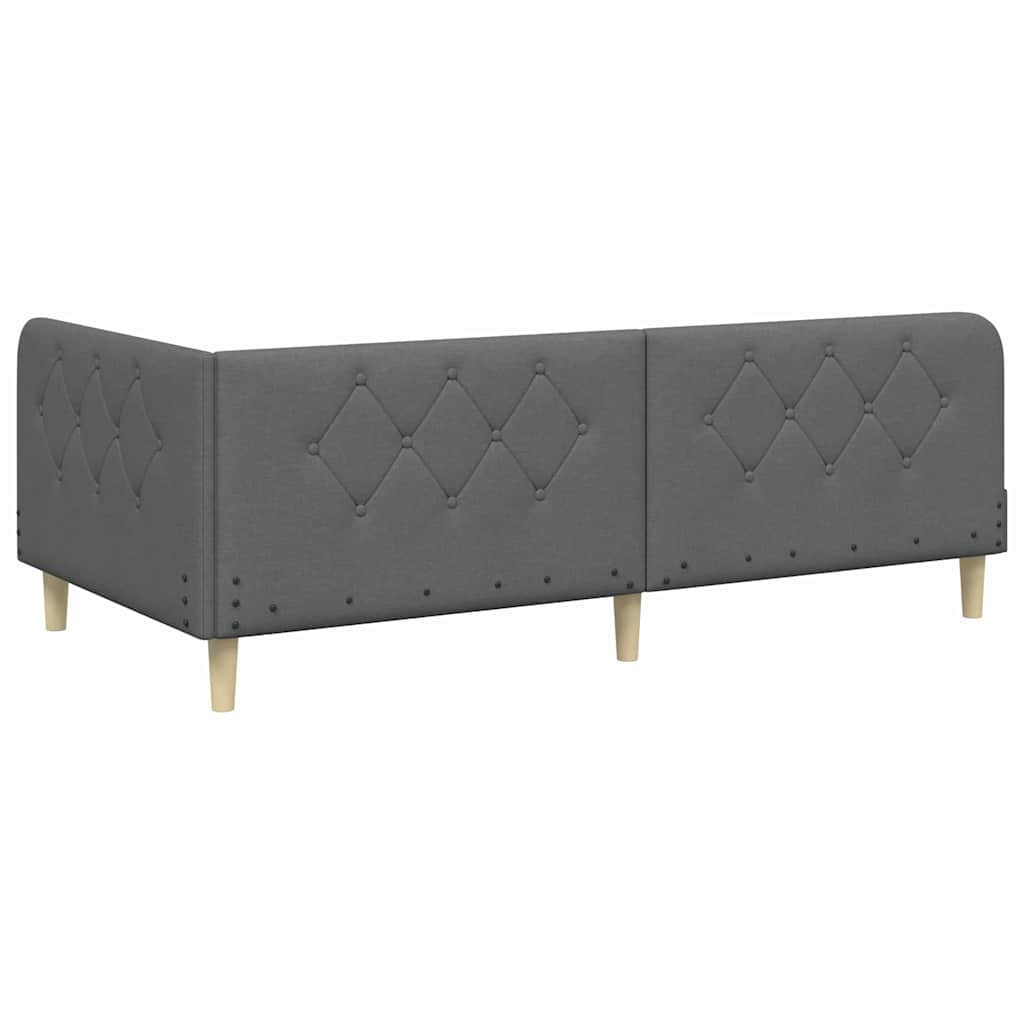 Estructura de cama en esquina Gris oscuro 100 x 200 cm tela