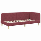 Estructura de cama en esquina Rojo vino 100 x 200 cm tela