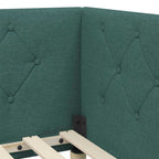 Estructura de cama en esquina Verde oscuro 100 x 200 cm tela