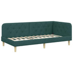 Estructura de cama en esquina Verde oscuro 100 x 200 cm tela