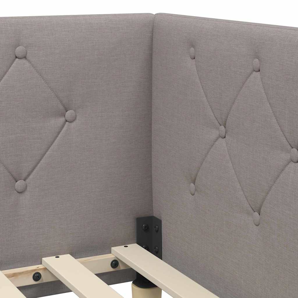 Estructura de cama en esquina Taupé 100 x 200 cm tela