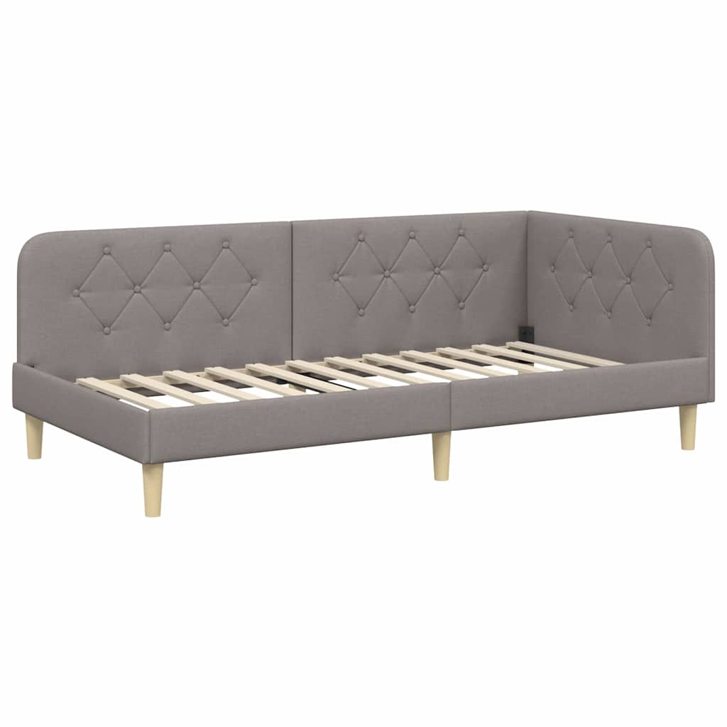Estructura de cama en esquina Taupé 100 x 200 cm tela