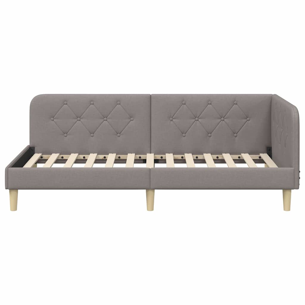 Estructura de cama en esquina Taupé 100 x 200 cm tela