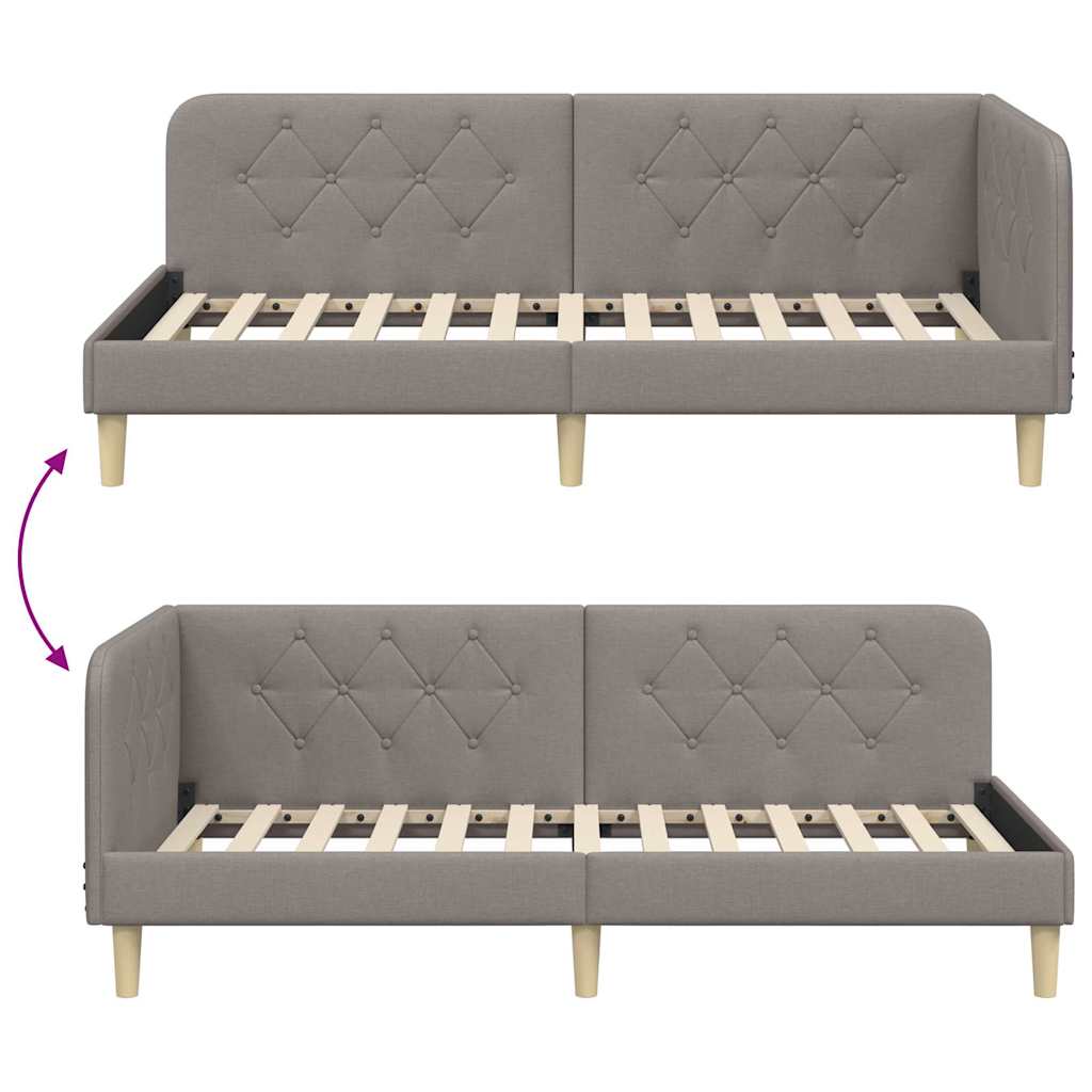 Estructura de cama en esquina Taupé 100 x 200 cm tela
