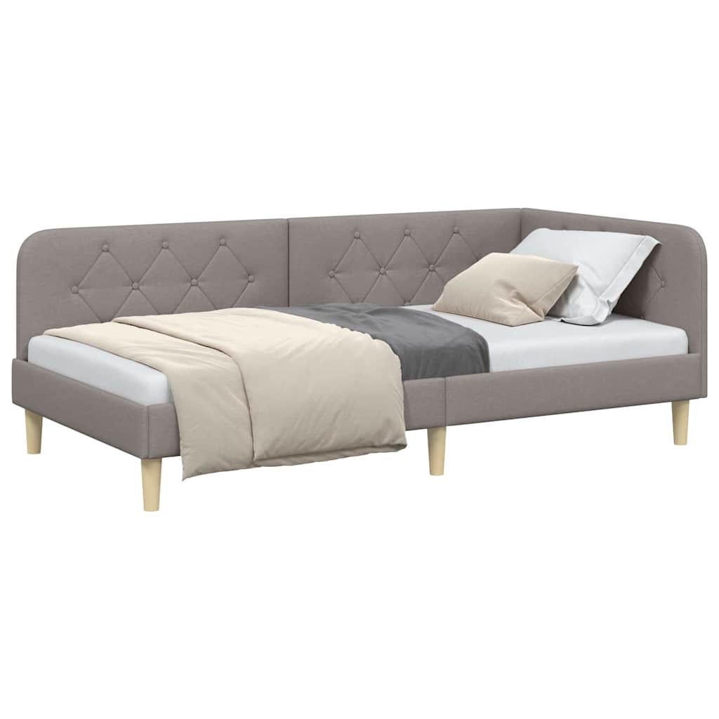 Estructura de cama en esquina Taupé 100 x 200 cm tela