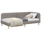 Estructura de cama en esquina Taupé 100 x 200 cm tela