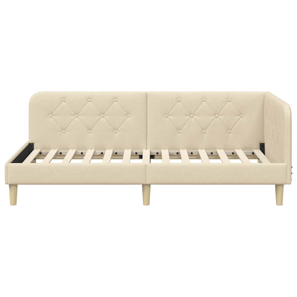 Estructura de cama en esquina Crema 100 x 200 cm tela