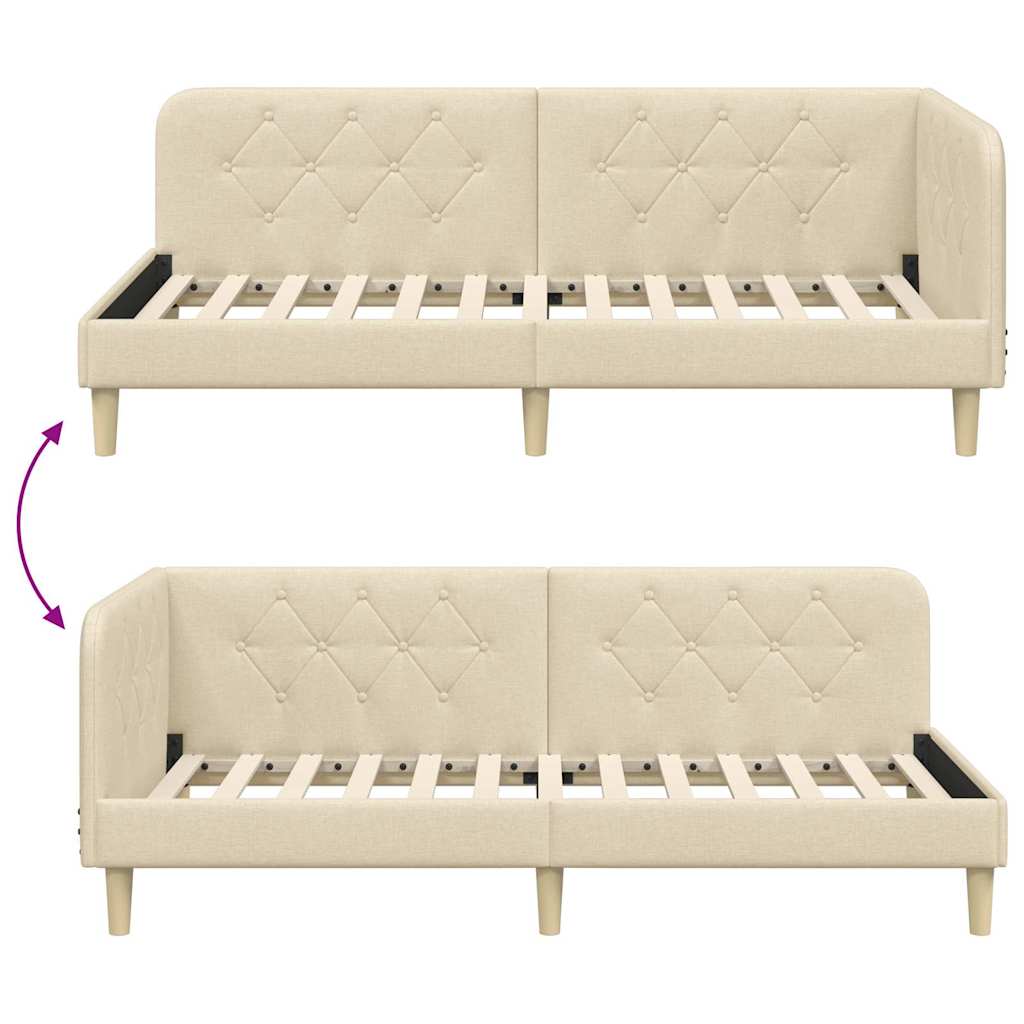 Estructura de cama en esquina Crema 100 x 200 cm tela