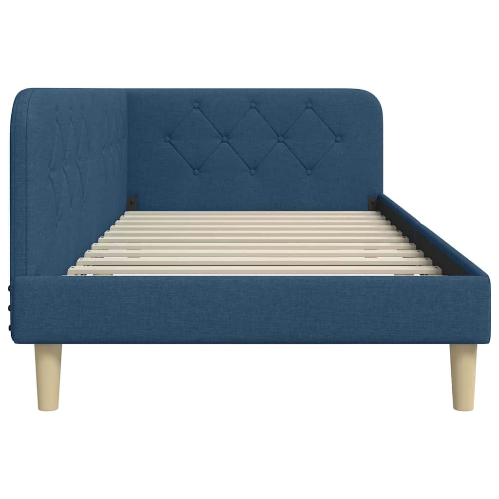 Estructura de cama en esquina Azul 100 x 200 cm tela