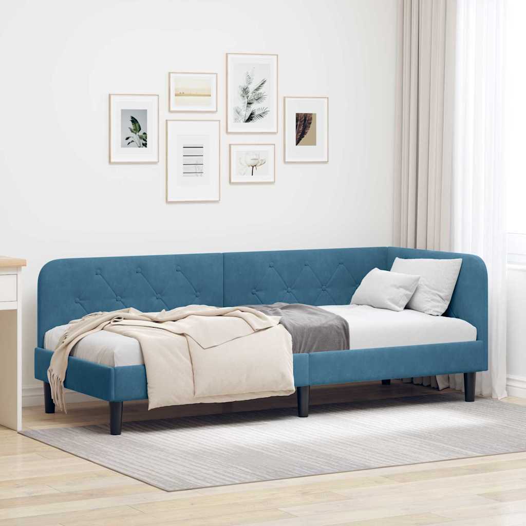 Estrutura de Cama de Canto Amarelo 100 x 200 cm Veludo