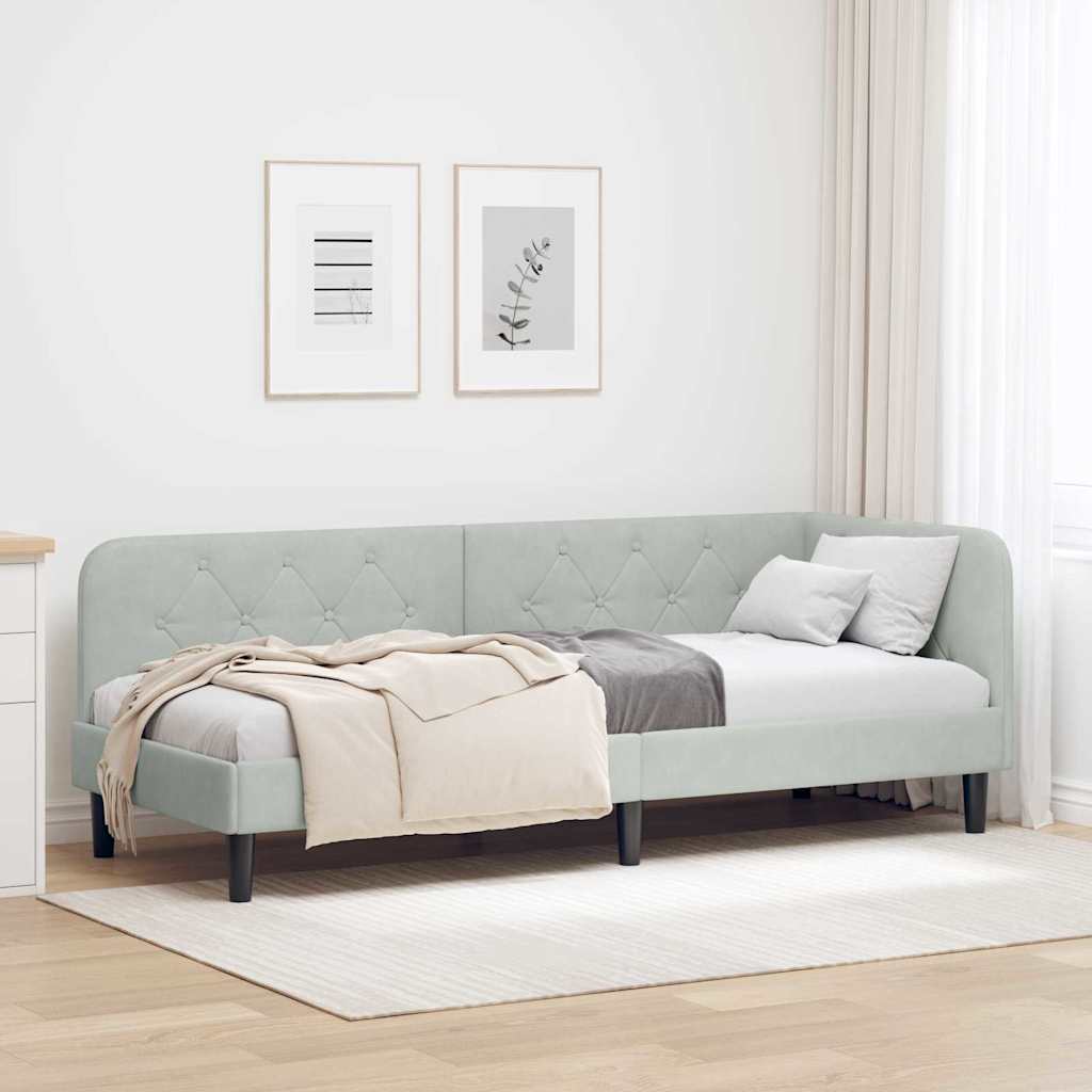 Estrutura de Cama de Canto Amarelo 100 x 200 cm Veludo