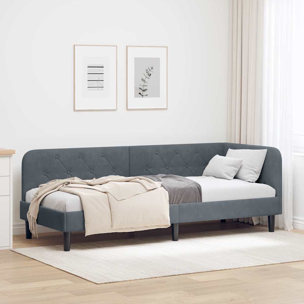 Estrutura de Cama de Canto Amarelo 100 x 200 cm Veludo