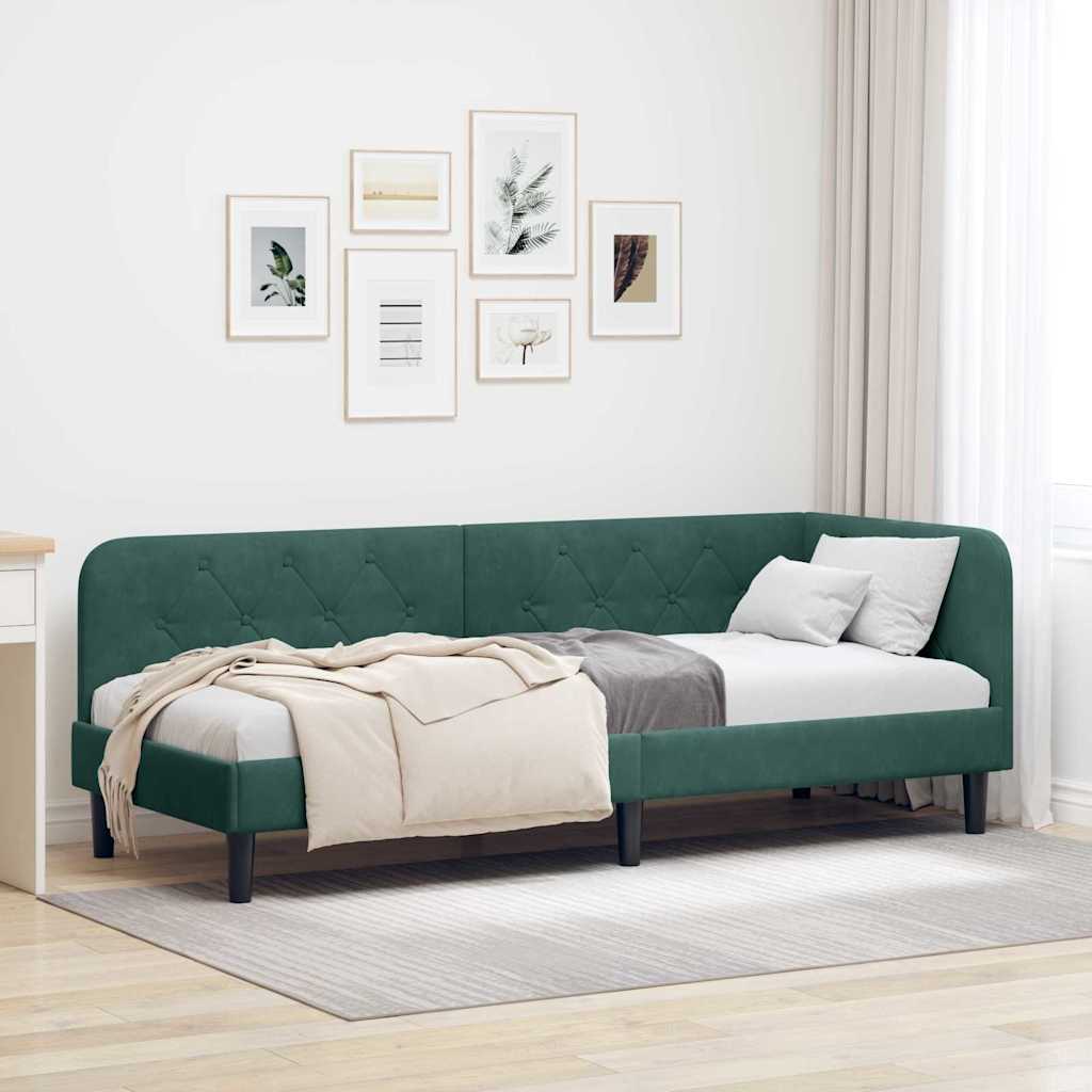 Estrutura de Cama de Canto Amarelo 100 x 200 cm Veludo
