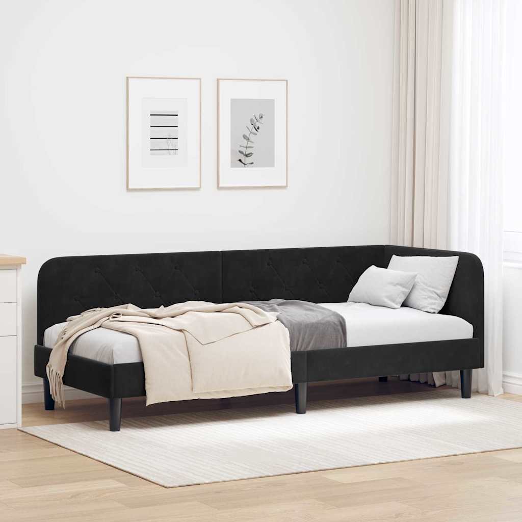Estrutura de Cama de Canto Amarelo 100 x 200 cm Veludo