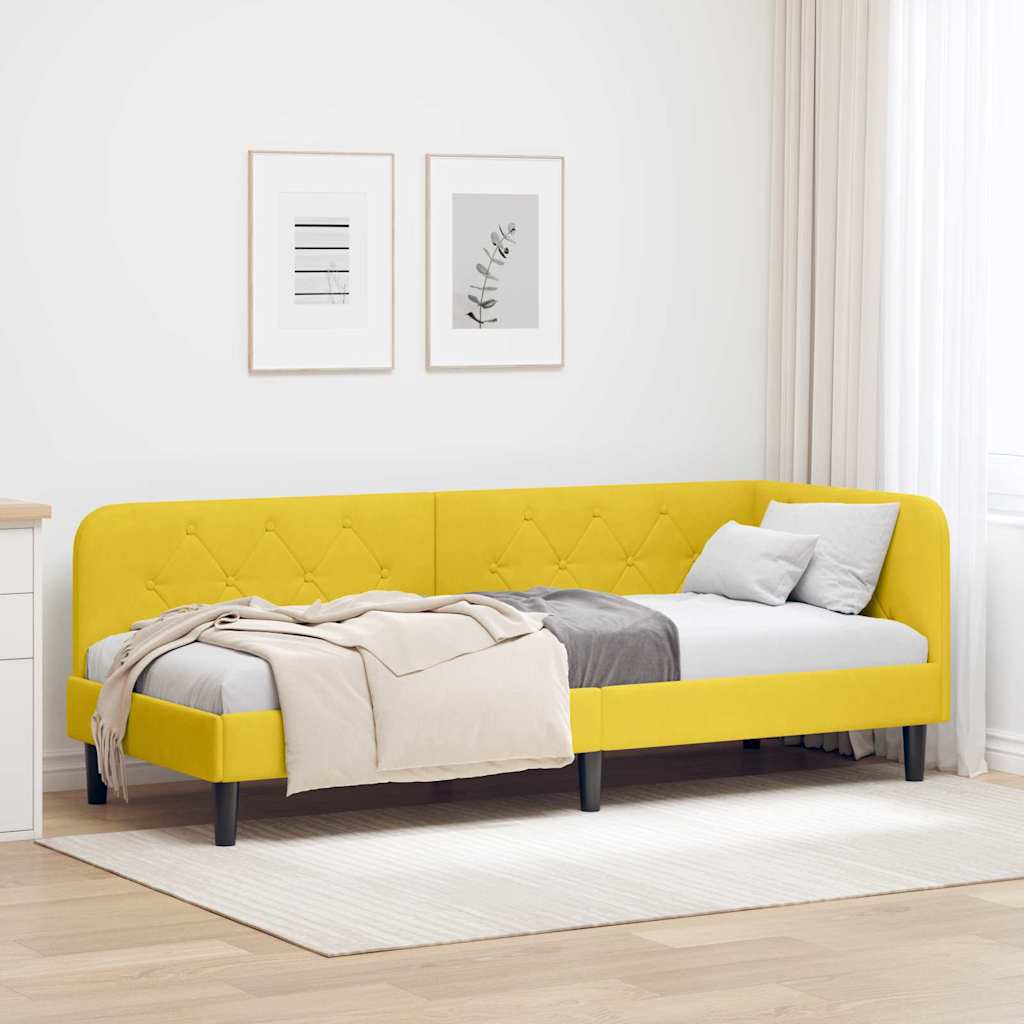 Estrutura de Cama de Canto Amarelo 100 x 200 cm Veludo