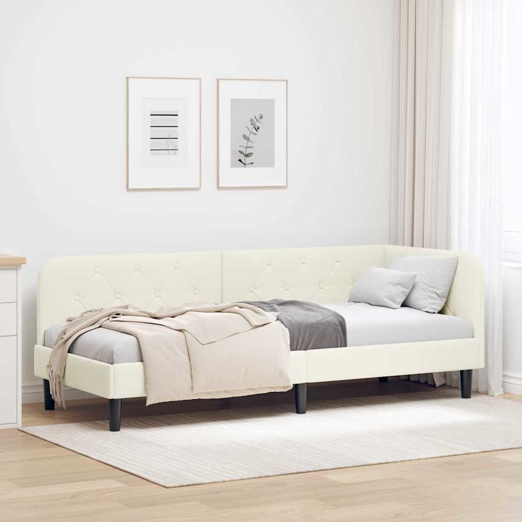 Estrutura de Cama de Canto Amarelo 100 x 200 cm Veludo