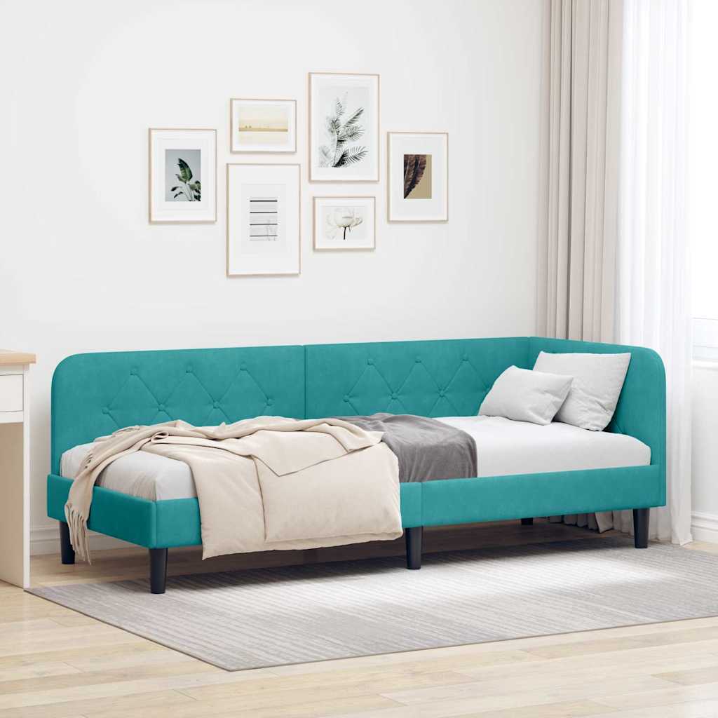 Estrutura de Cama de Canto Amarelo 100 x 200 cm Veludo