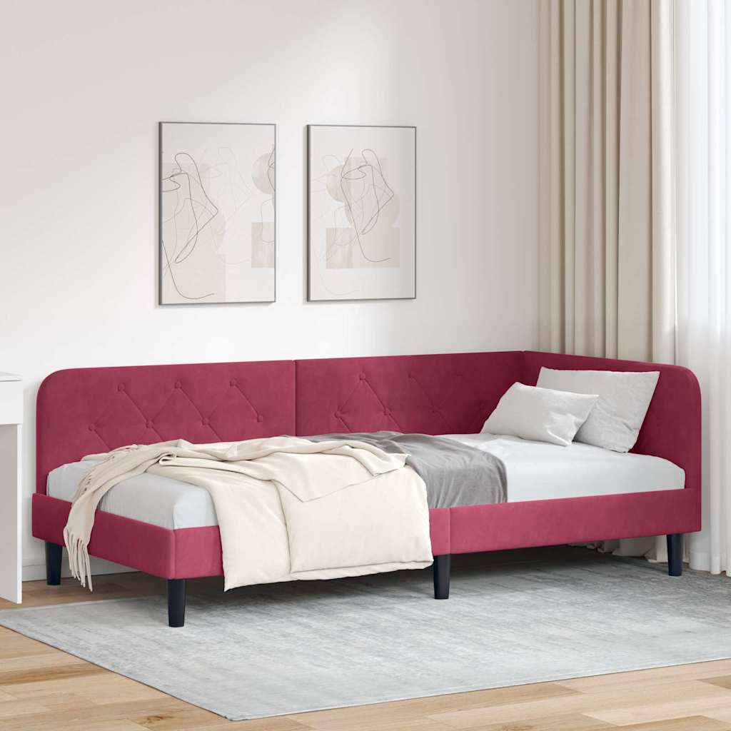 Estrutura de Cama de Canto Amarelo 100 x 200 cm Veludo