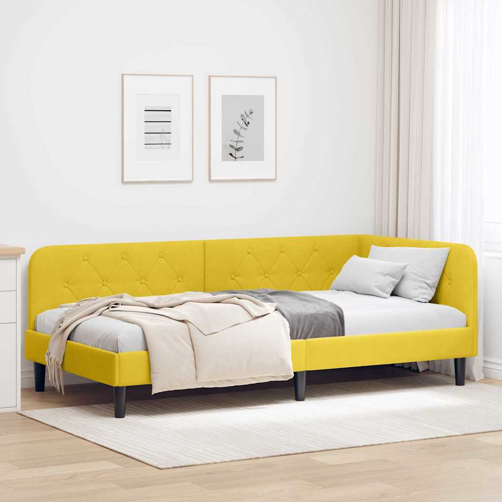 Estrutura de Cama de Canto Amarelo 100 x 200 cm Veludo