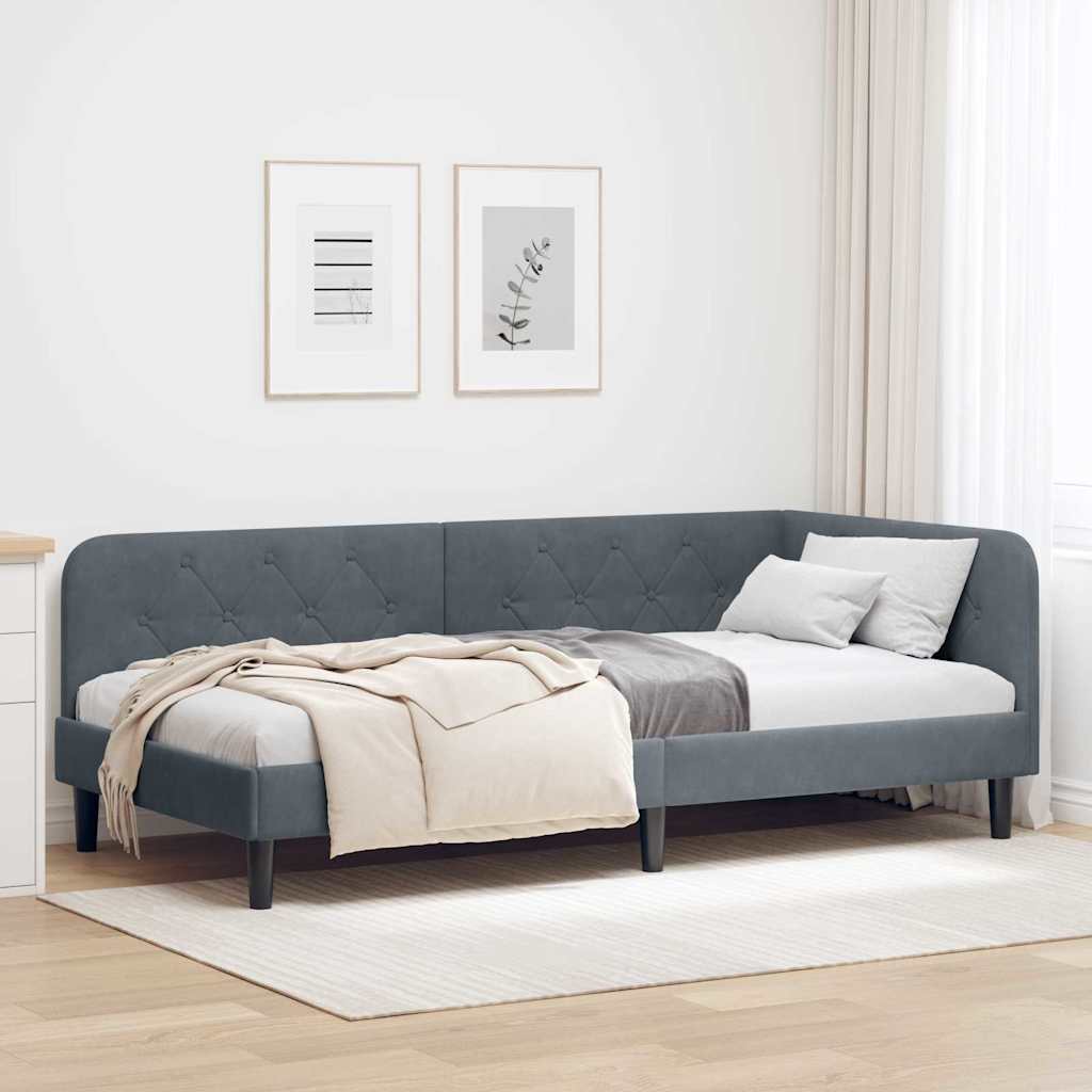 Estrutura de Cama de Canto Amarelo 100 x 200 cm Veludo