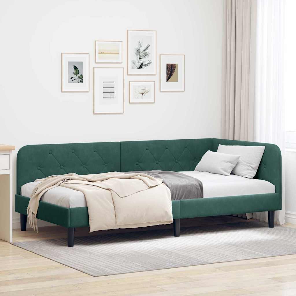 Estrutura de Cama de Canto Amarelo 100 x 200 cm Veludo