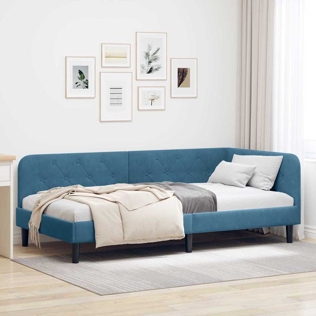 Estrutura de Cama de Canto Amarelo 100 x 200 cm Veludo