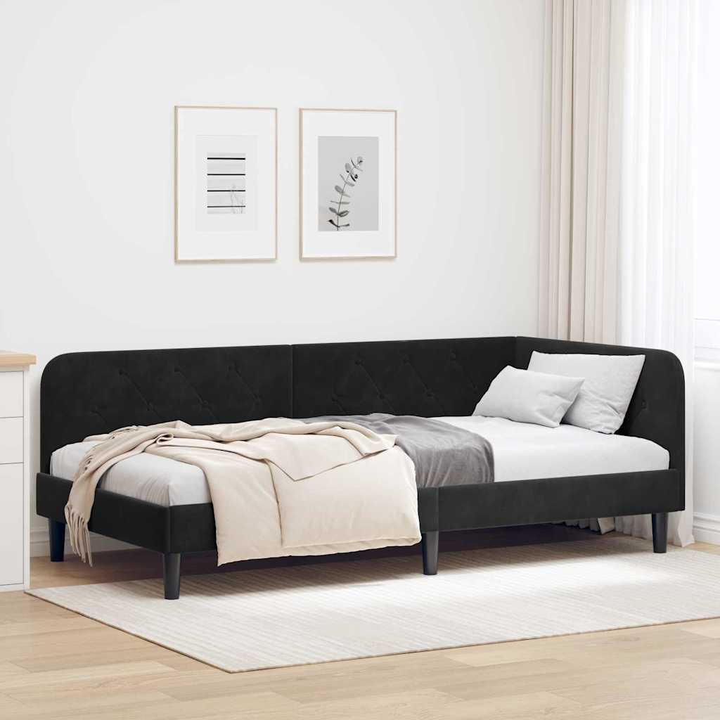 Estrutura de Cama de Canto Amarelo 100 x 200 cm Veludo