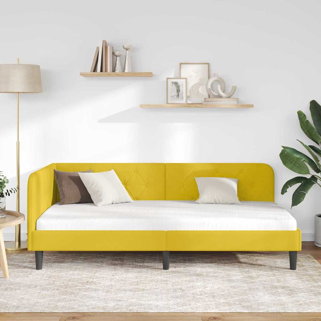 Estructura de cama en esquina Amarillo 100 x 200 cm Terciopelo