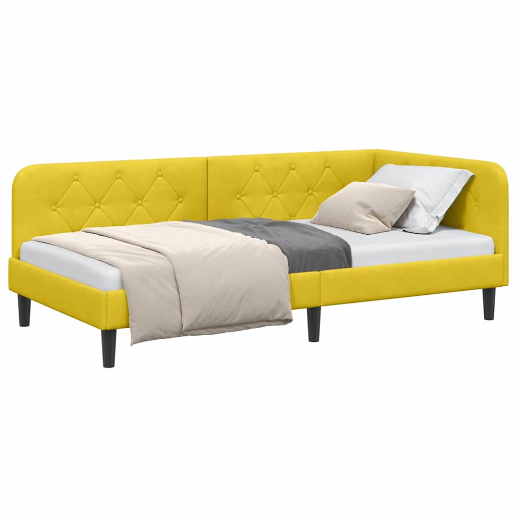 Estructura de cama en esquina Amarillo 100 x 200 cm Terciopelo