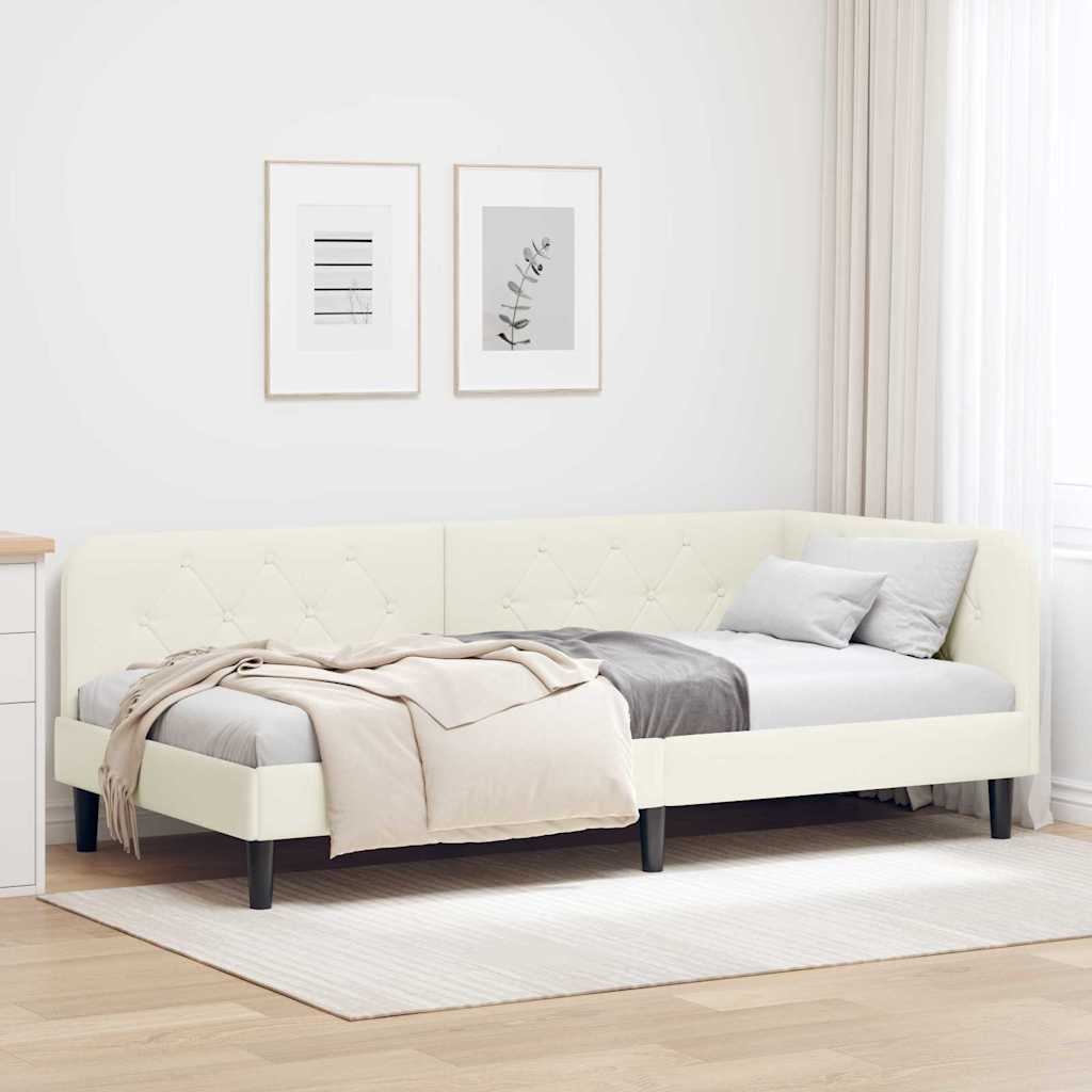 Estrutura de Cama de Canto Amarelo 100 x 200 cm Veludo
