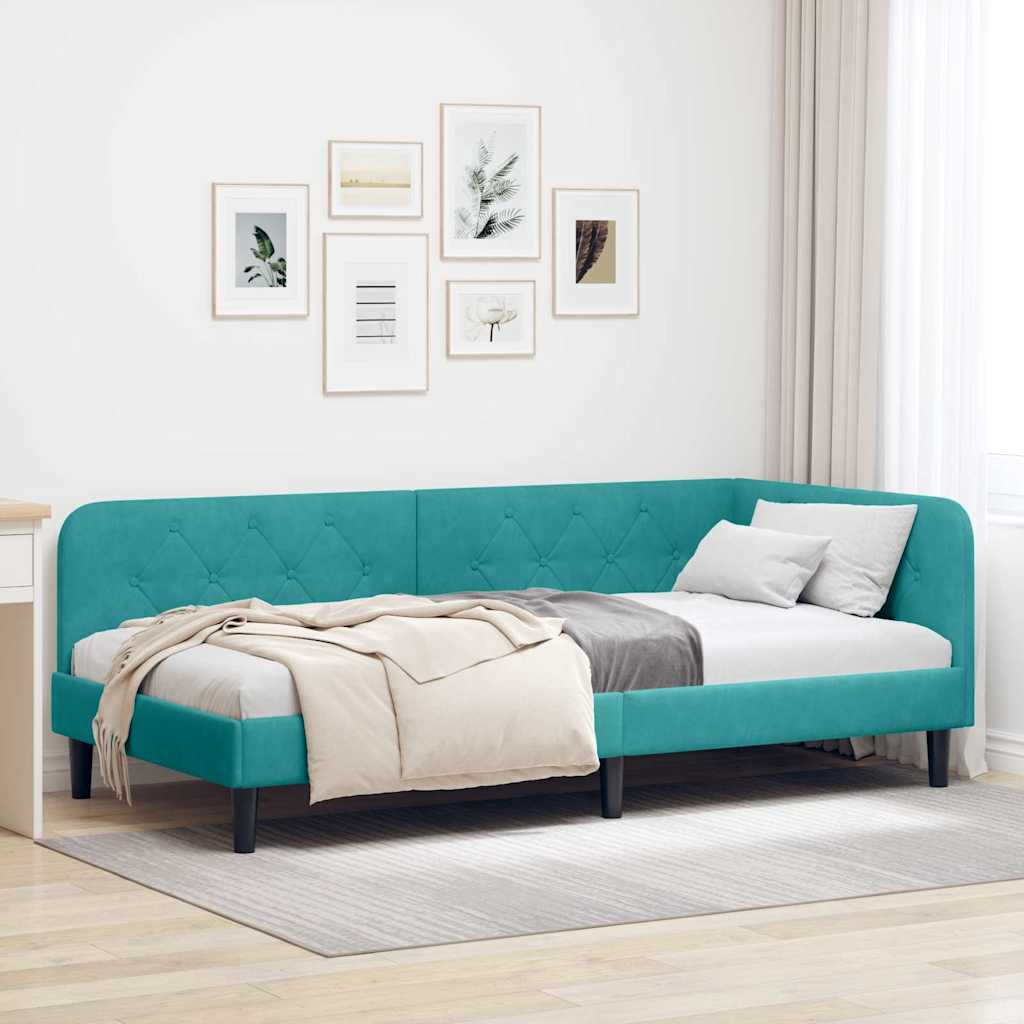 Estrutura de Cama de Canto Amarelo 100 x 200 cm Veludo