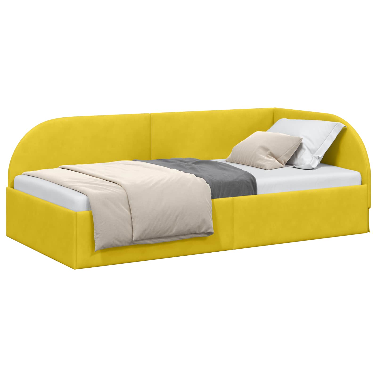 Estructura de cama en esquina Amarillo 100 cm x 200 cm
