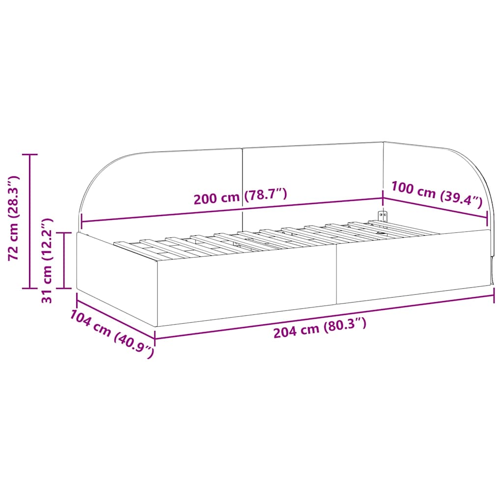 Estructura de cama en esquina Amarillo 100 cm x 200 cm