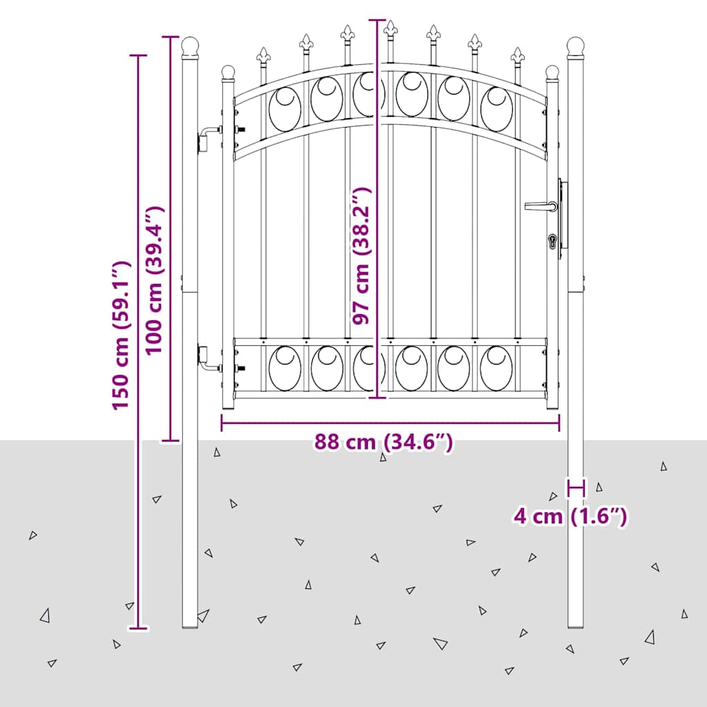 Puerta de cerca con picos EMMEN 100 x 100 cm