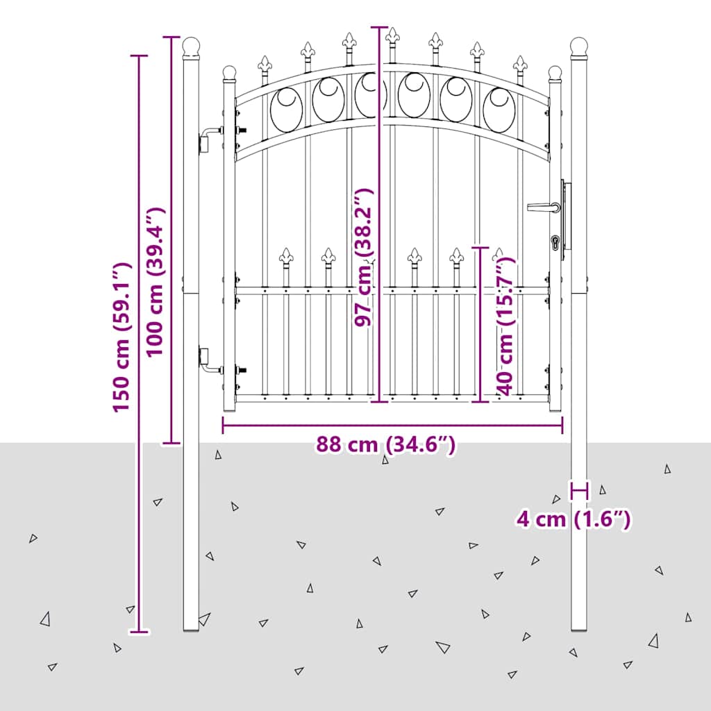 Puerta de cerca con picos EMMEN 100 x 100 cm