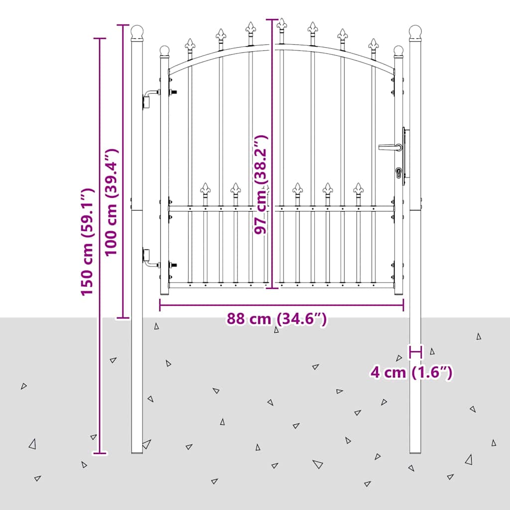 Puerta de cerca con picos EMMEN 100 x 100 cm