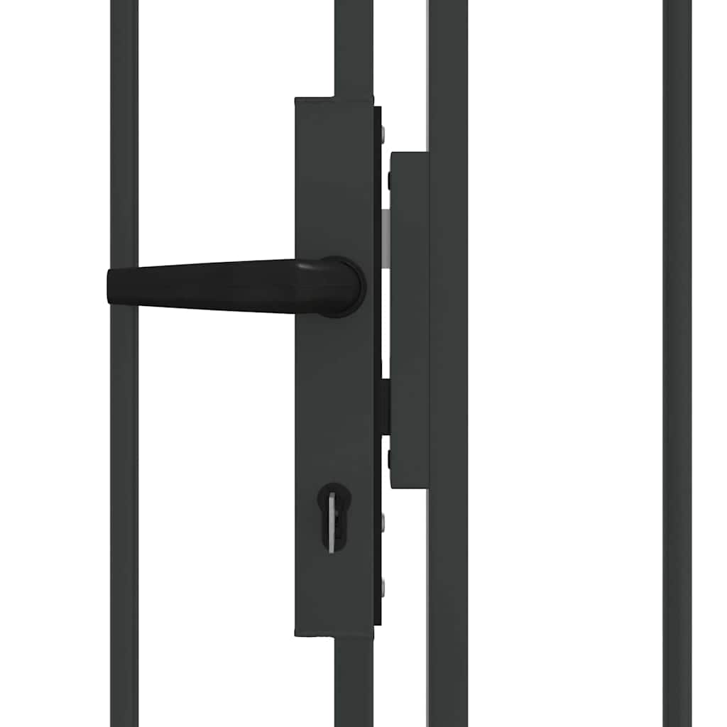 Puerta de cerca ASSEN 301 x 175,5 cm Acero Gris Con cerradura