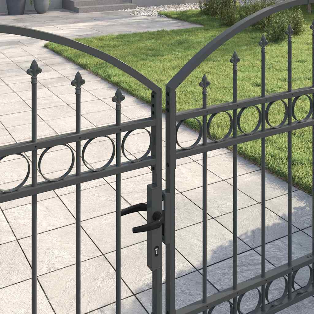 Puerta de cerca ASSEN 301 x 175,5 cm Acero Gris Con cerradura