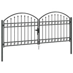 Puerta de cerca ASSEN 301 x 175,5 cm Acero Gris Con cerradura