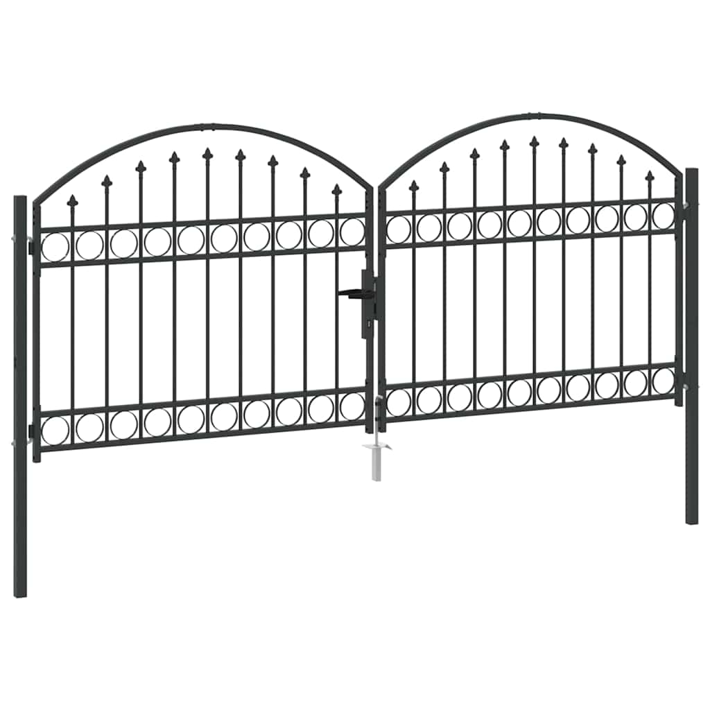 Puerta de cerca ASSEN 301 x 175,5 cm Acero Gris Con cerradura
