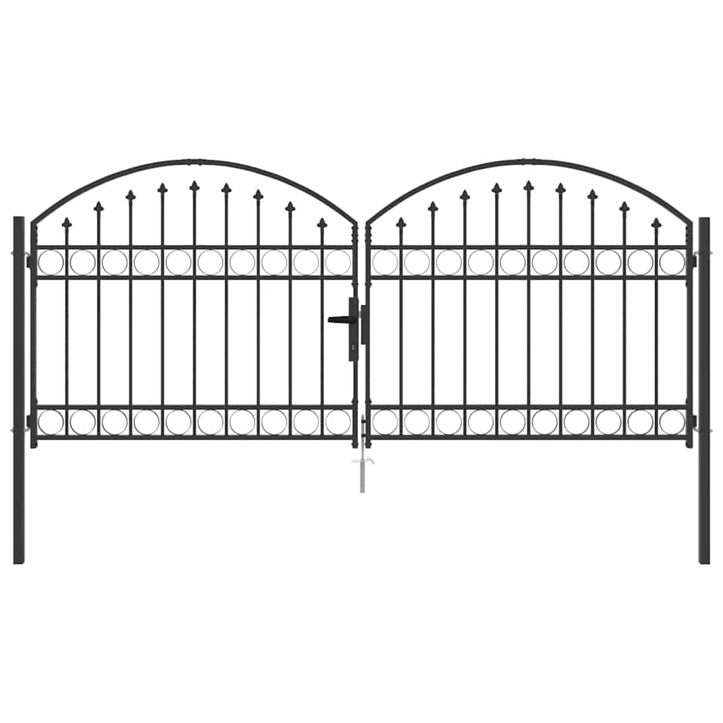 Puerta de cerca ASSEN 301 x 175,5 cm Acero Gris Con cerradura